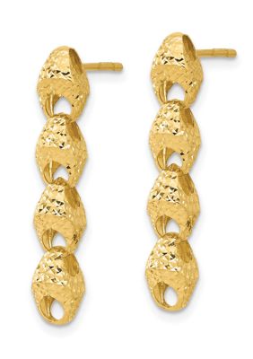 14K Yellow Gold Diamond Cut Fancy Link Drop Post Earrings