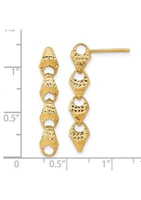 14K Yellow Gold Diamond Cut Fancy Link Drop Post Earrings