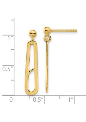 14K Yellow Gold Polished Paperclip Dangle Earrings