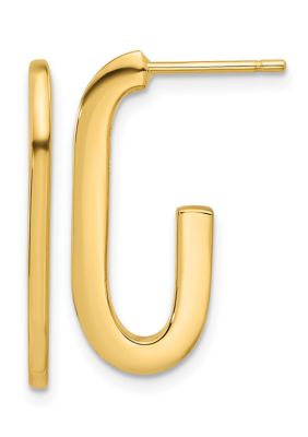 Belk & Co 14K Yellow Gold Polished Modern J-Hoop Earrings