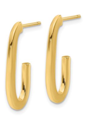 14K Yellow Gold Polished Modern J-Hoop Earrings