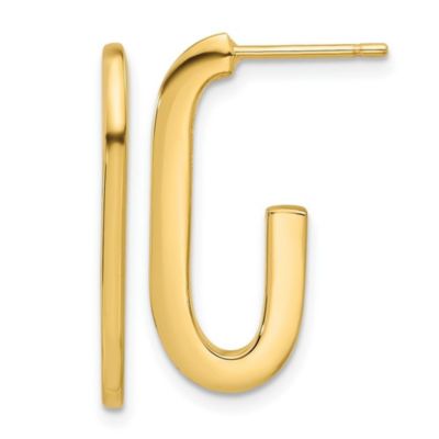 14K Yellow Gold Polished Modern J-Hoop Earrings