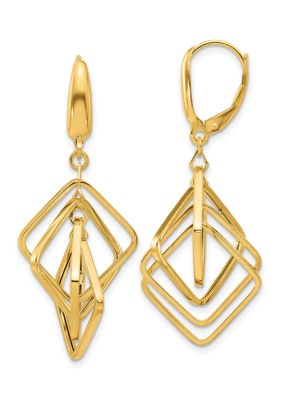 Belk & Co 14K Yellow Gold Polished Squares Dangle Earrings