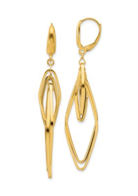 Belk & Co 14K Yellow Gold Polished Diamond Shaped Dangle Earrings