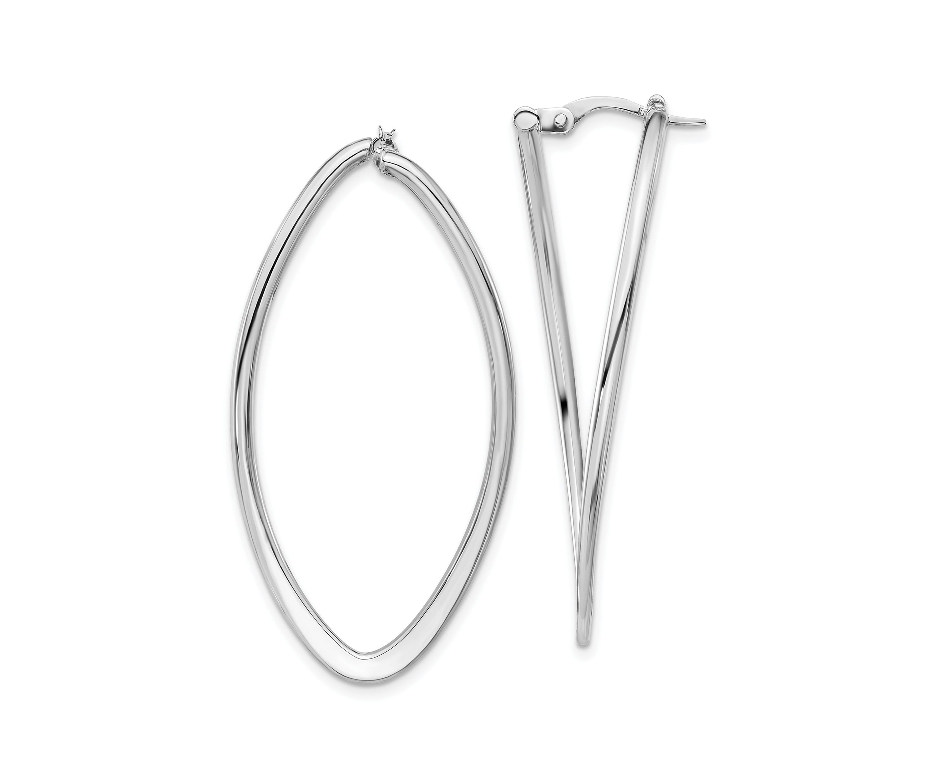 14K Yellow Gold Polished Oval Hoop Earrings