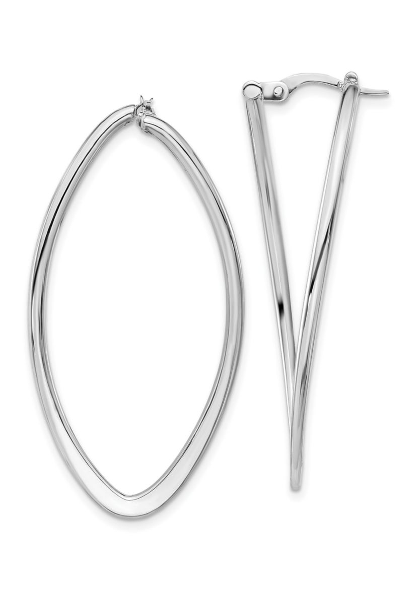 14K Yellow Gold Polished Oval Hoop Earrings