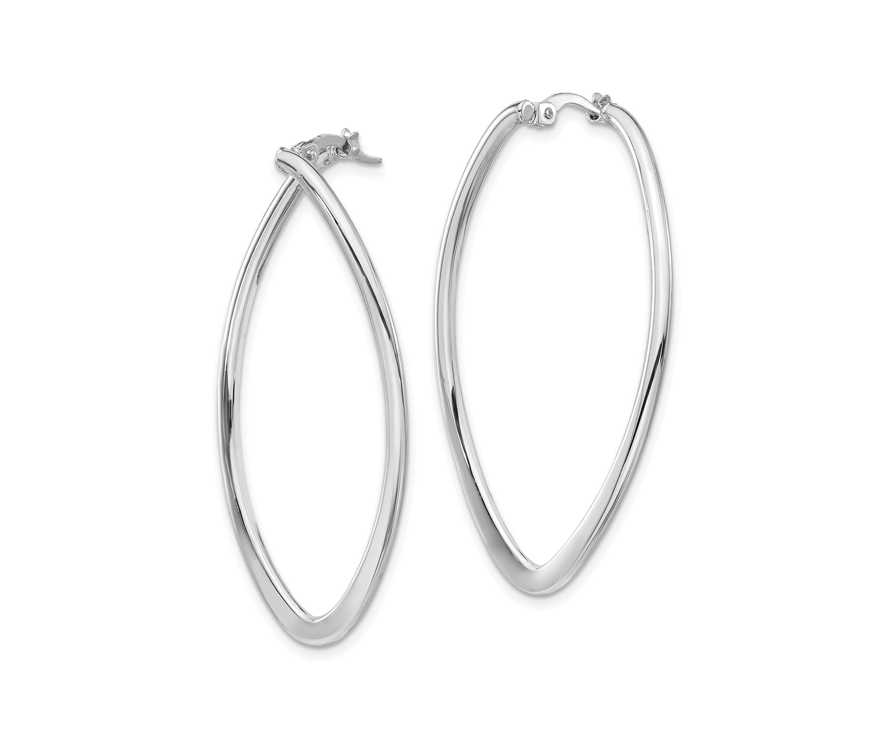 14K Yellow Gold Polished Oval Hoop Earrings