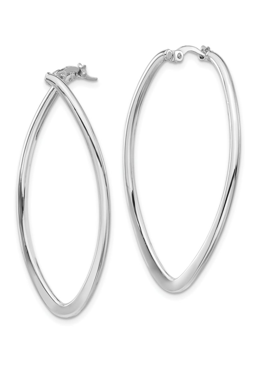 14K Yellow Gold Polished Oval Hoop Earrings