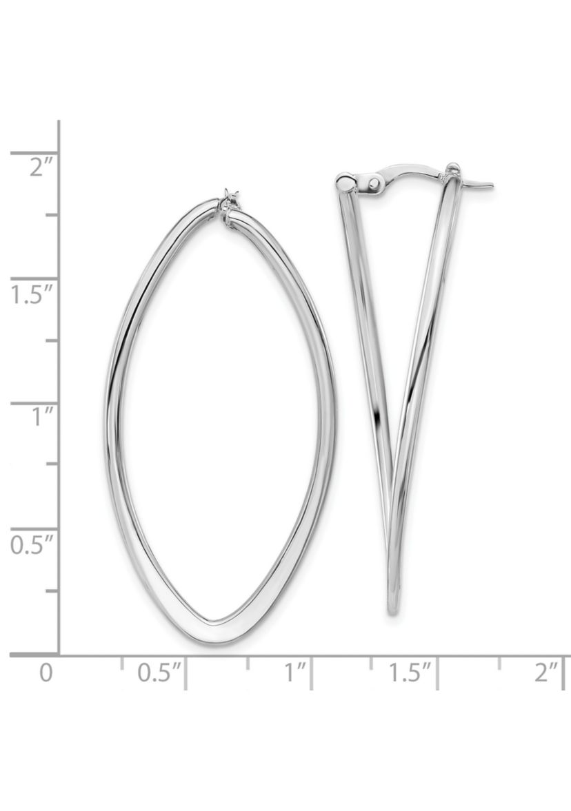 14K Yellow Gold Polished Oval Hoop Earrings