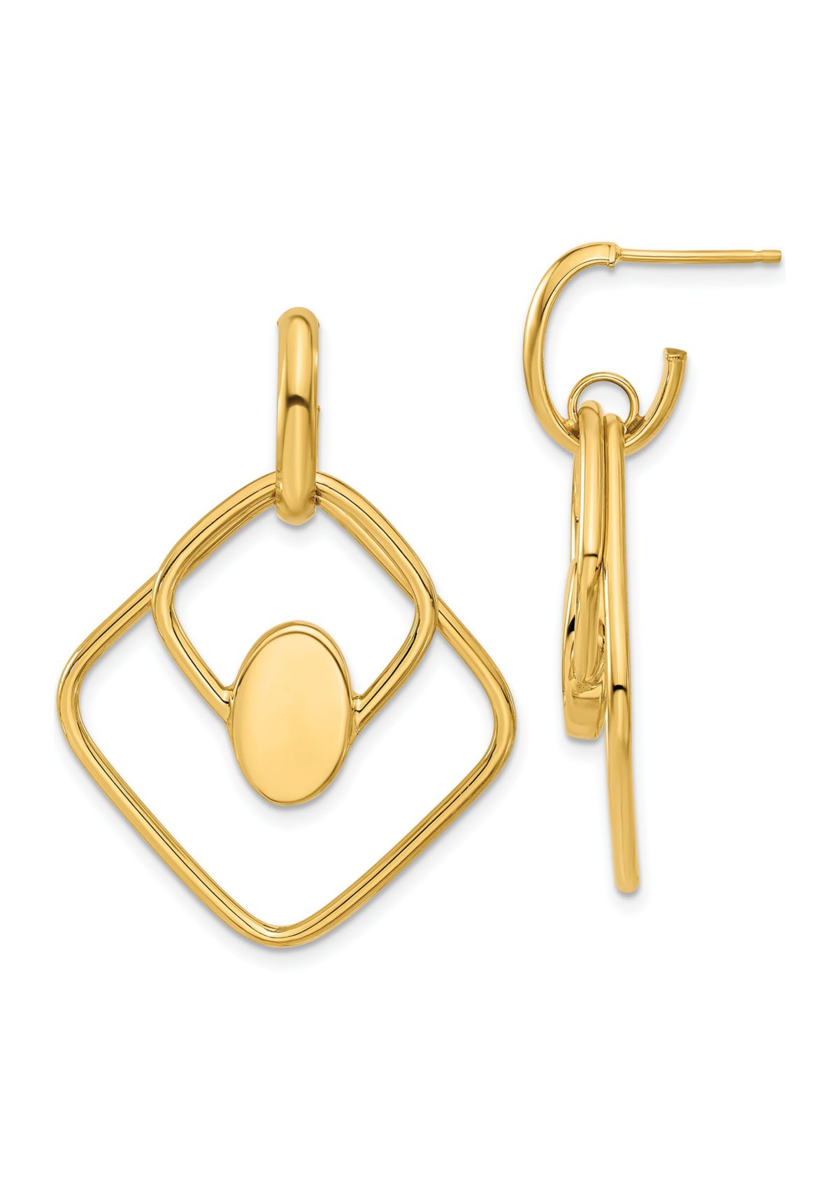 14K Yellow Gold Polished Dangle Post Earrings