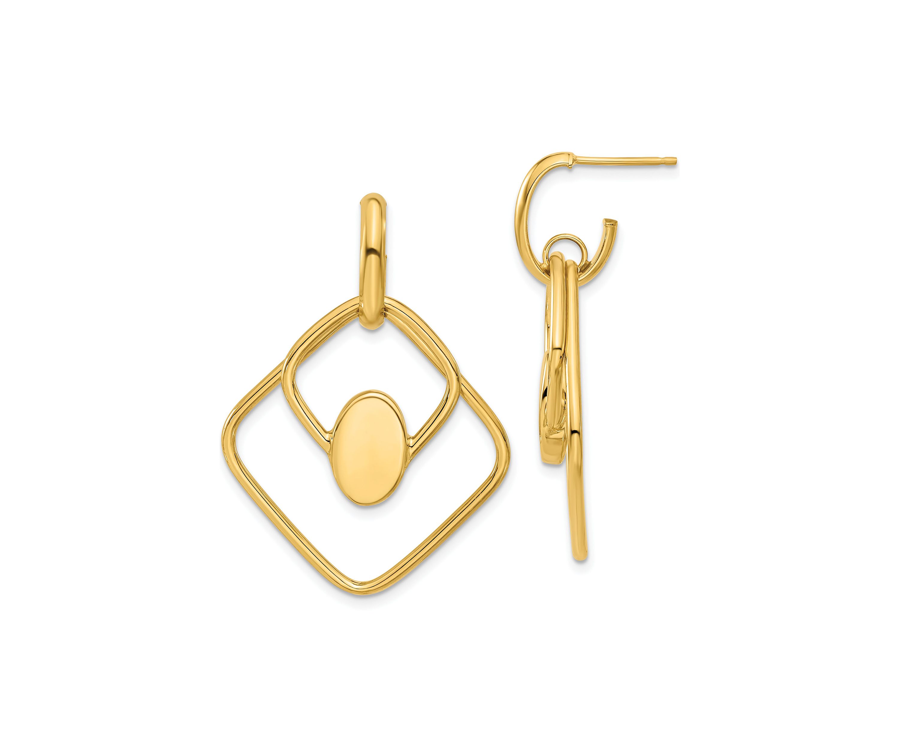 14K Yellow Gold Polished Dangle Post Earrings