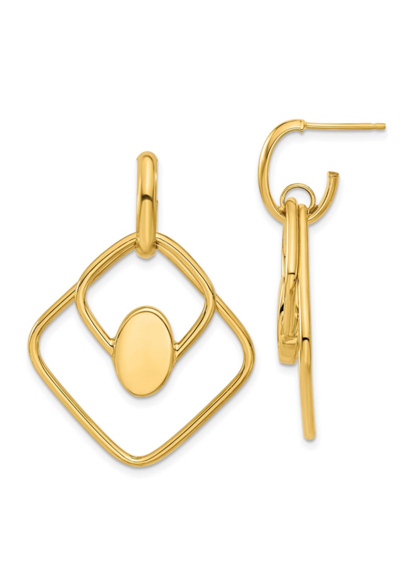 14K Yellow Gold Polished Dangle Post Earrings