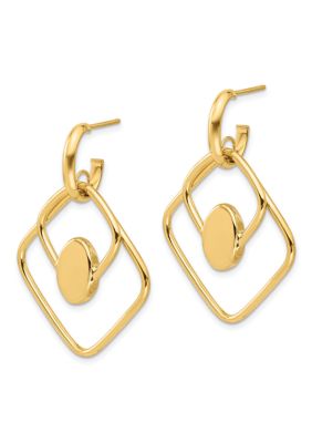 14K Yellow Gold Polished Dangle Post Earrings