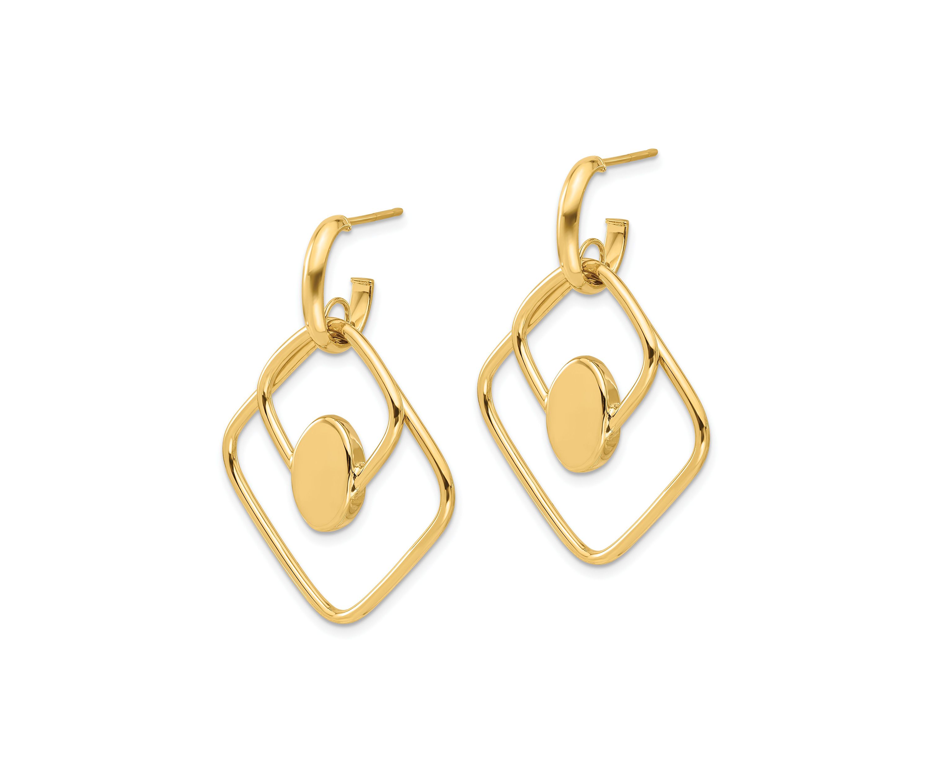 14K Yellow Gold Polished Dangle Post Earrings