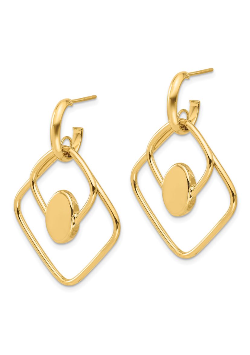 14K Yellow Gold Polished Dangle Post Earrings