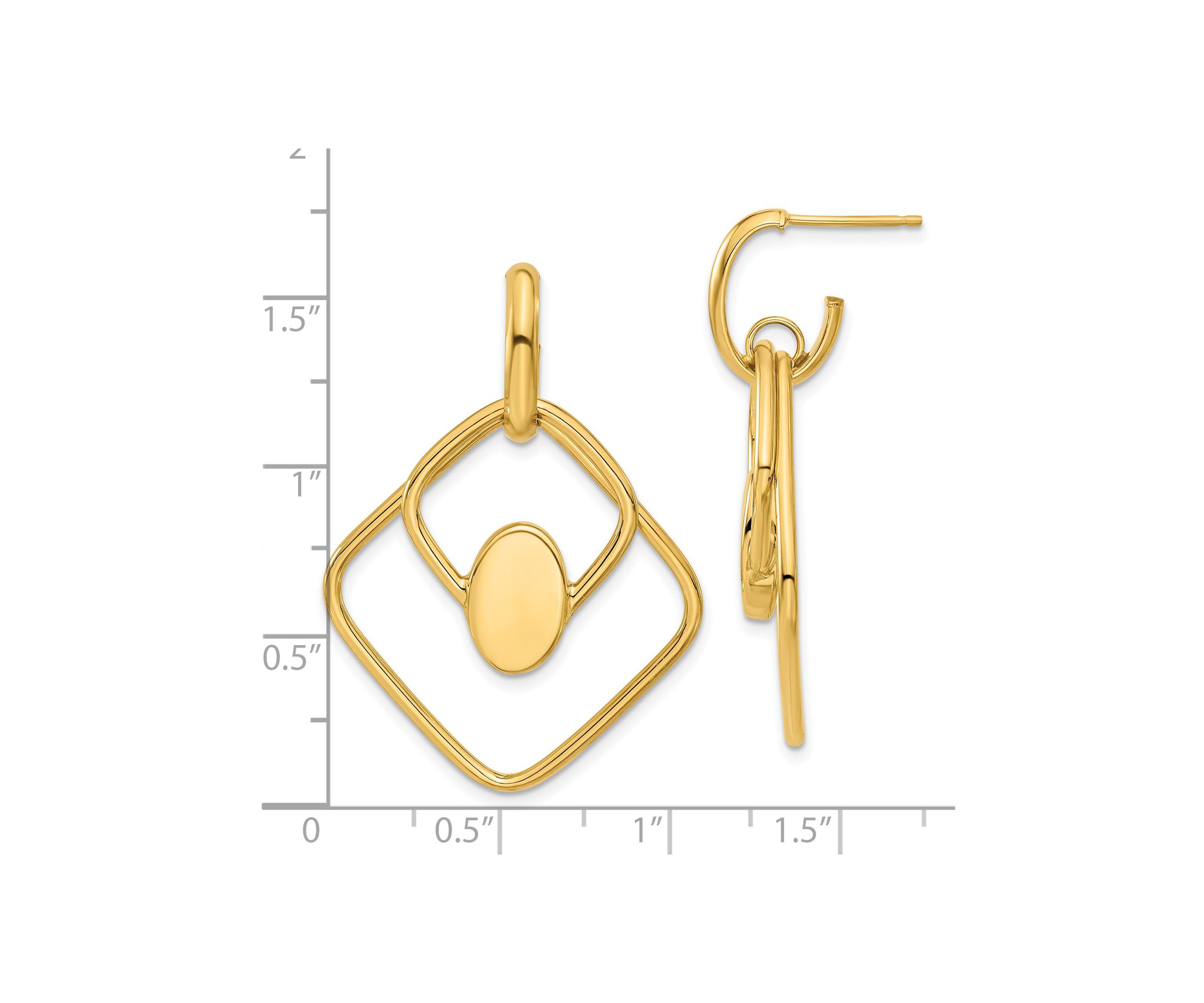 14K Yellow Gold Polished Dangle Post Earrings