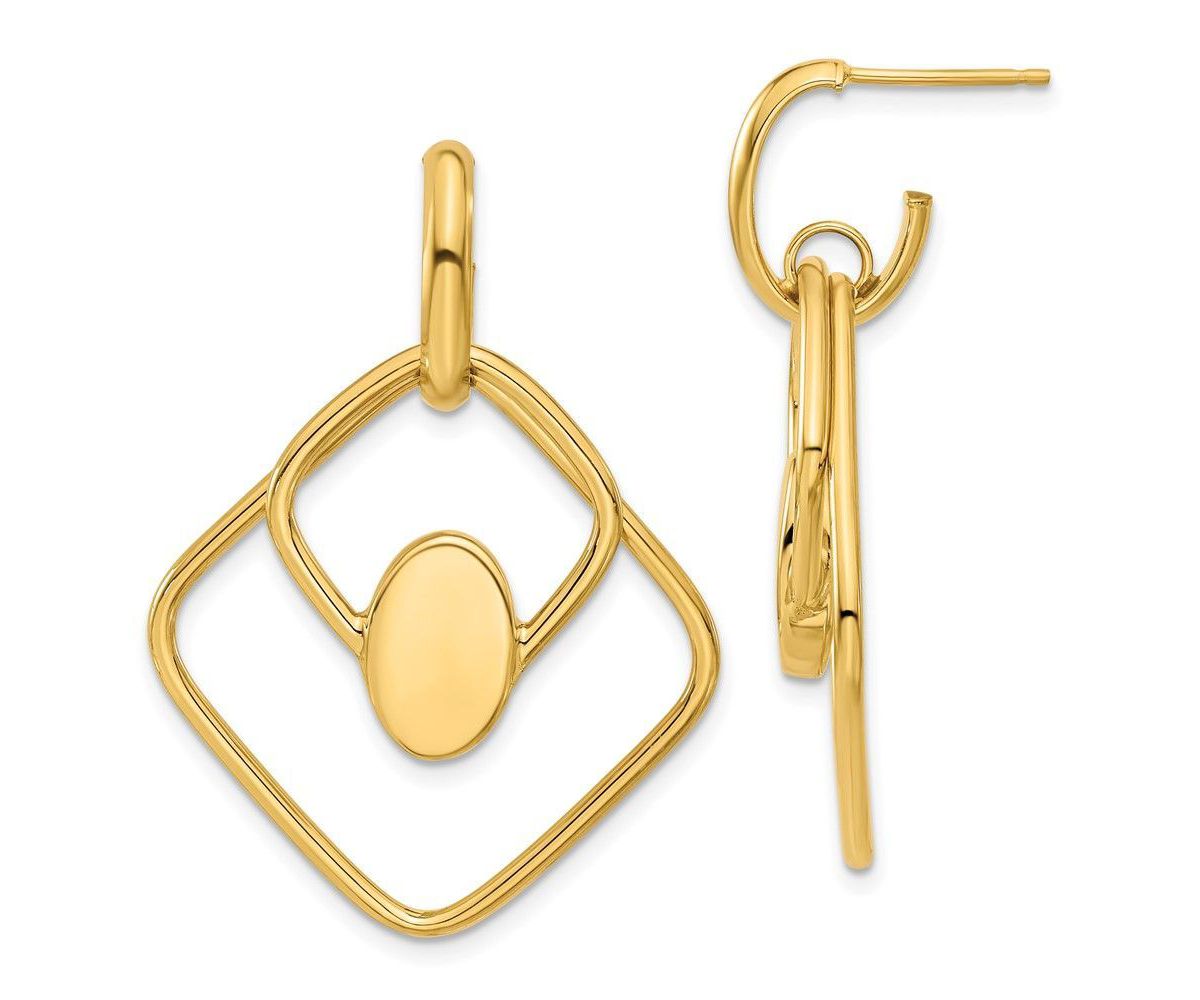 14K Yellow Gold Polished Dangle Post Earrings