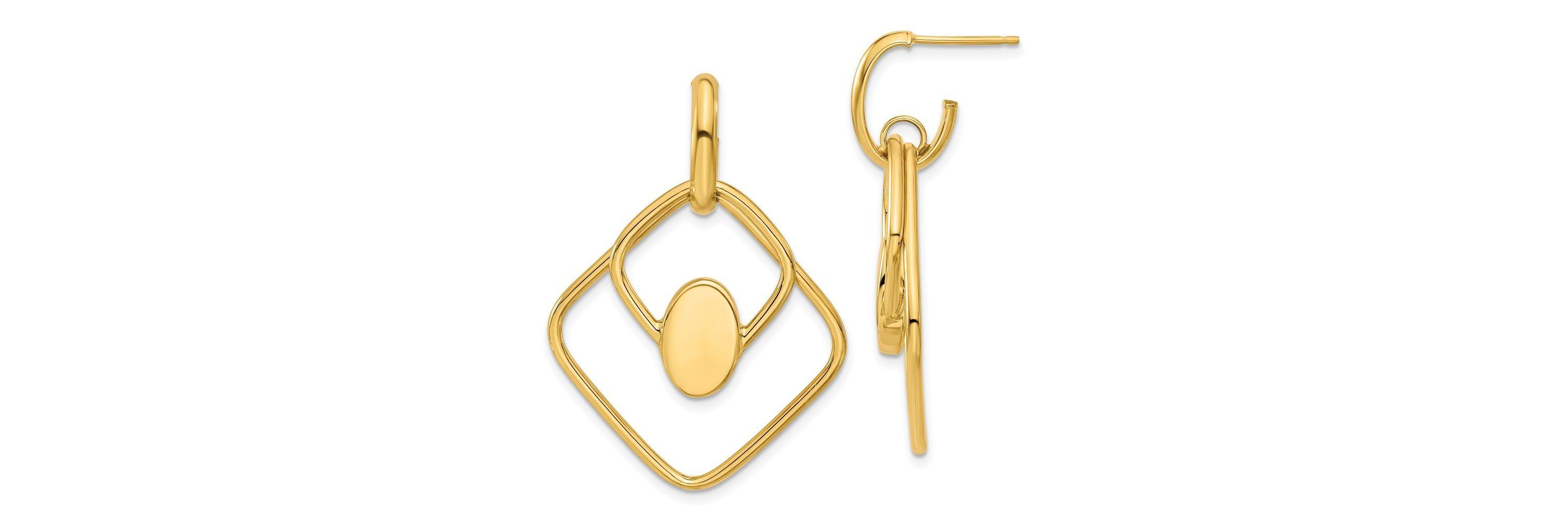14K Yellow Gold Polished Dangle Post Earrings