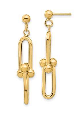 14K Yellow Gold Polished Fancy Link Dangle Earrings