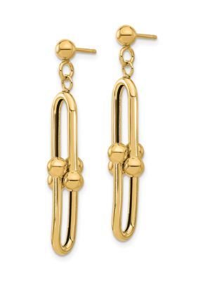 14K Yellow Gold Polished Fancy Link Dangle Earrings