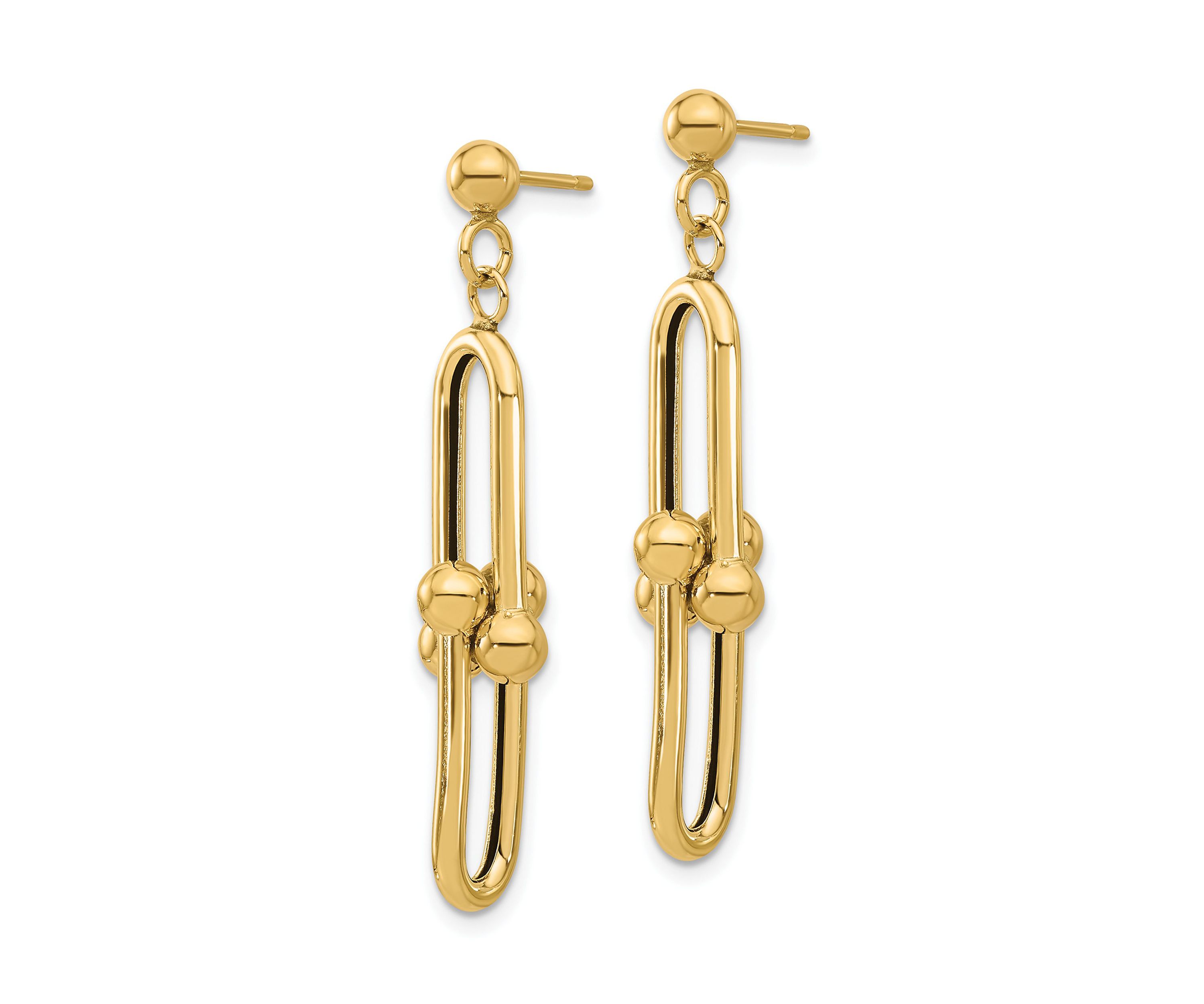 14K Yellow Gold Polished Fancy Link Dangle Earrings