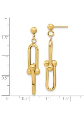 14K Yellow Gold Polished Fancy Link Dangle Earrings