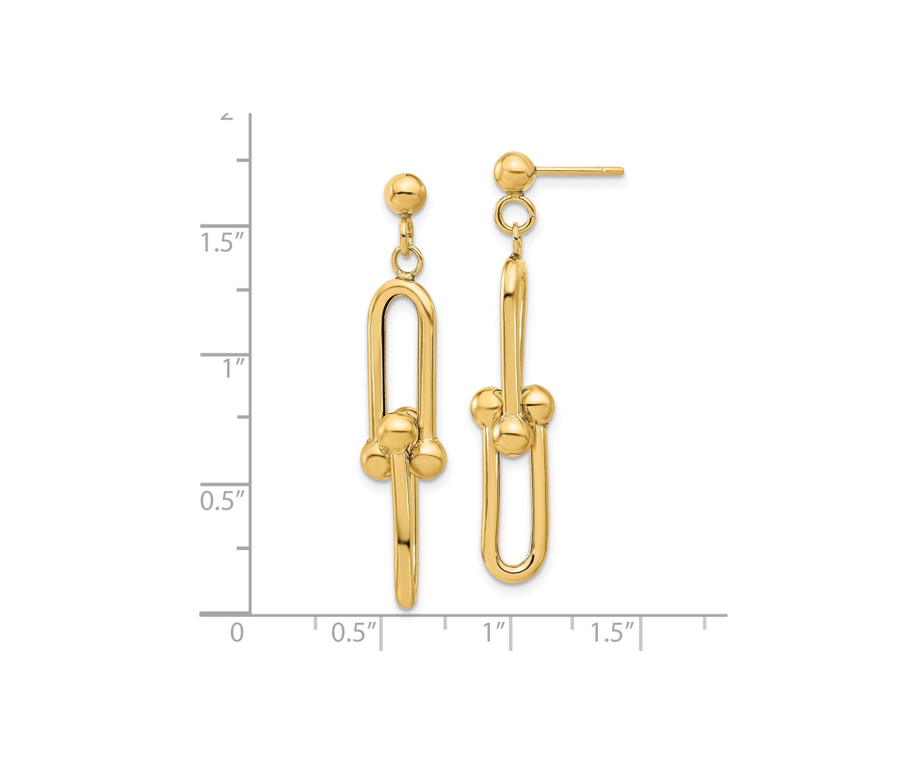 14K Yellow Gold Polished Fancy Link Dangle Earrings