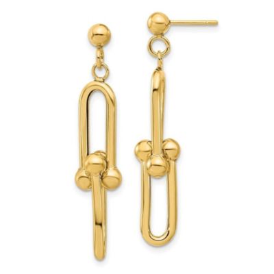 14K Yellow Gold Polished Fancy Link Dangle Earrings