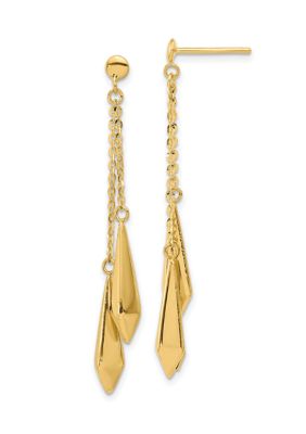 14K Yellow Gold Polished Post Dangle Earrings