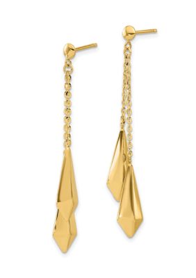 14K Yellow Gold Polished Post Dangle Earrings