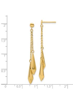 14K Yellow Gold Polished Post Dangle Earrings