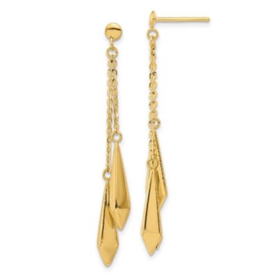 14K Yellow Gold Polished Post Dangle Earrings