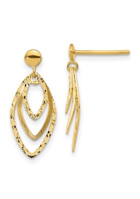 Belk & Co 14K Yellow Gold Polished and Satin Post Dangle Earrings