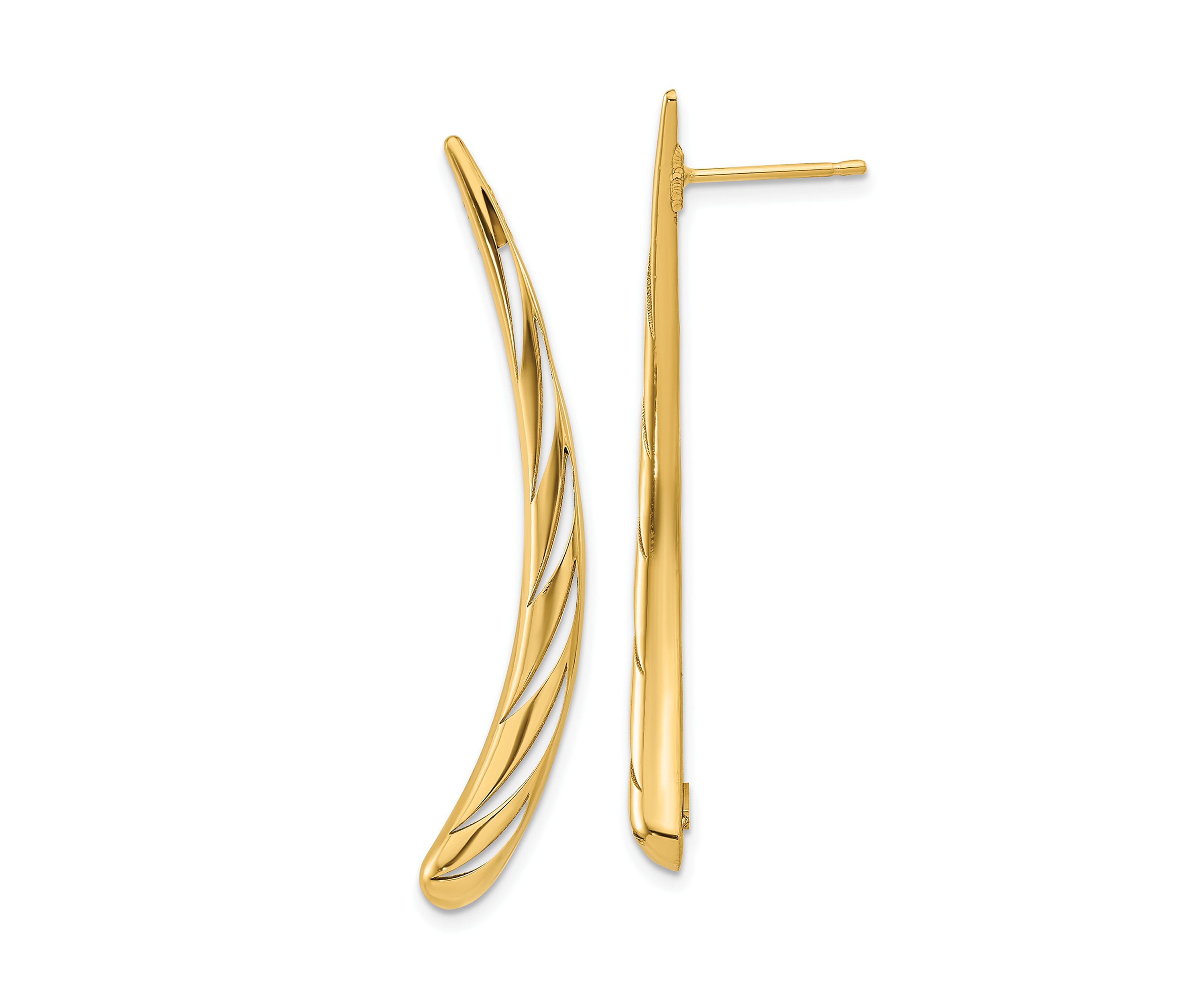 14K Yellow Gold Polished Post Drop Earrings