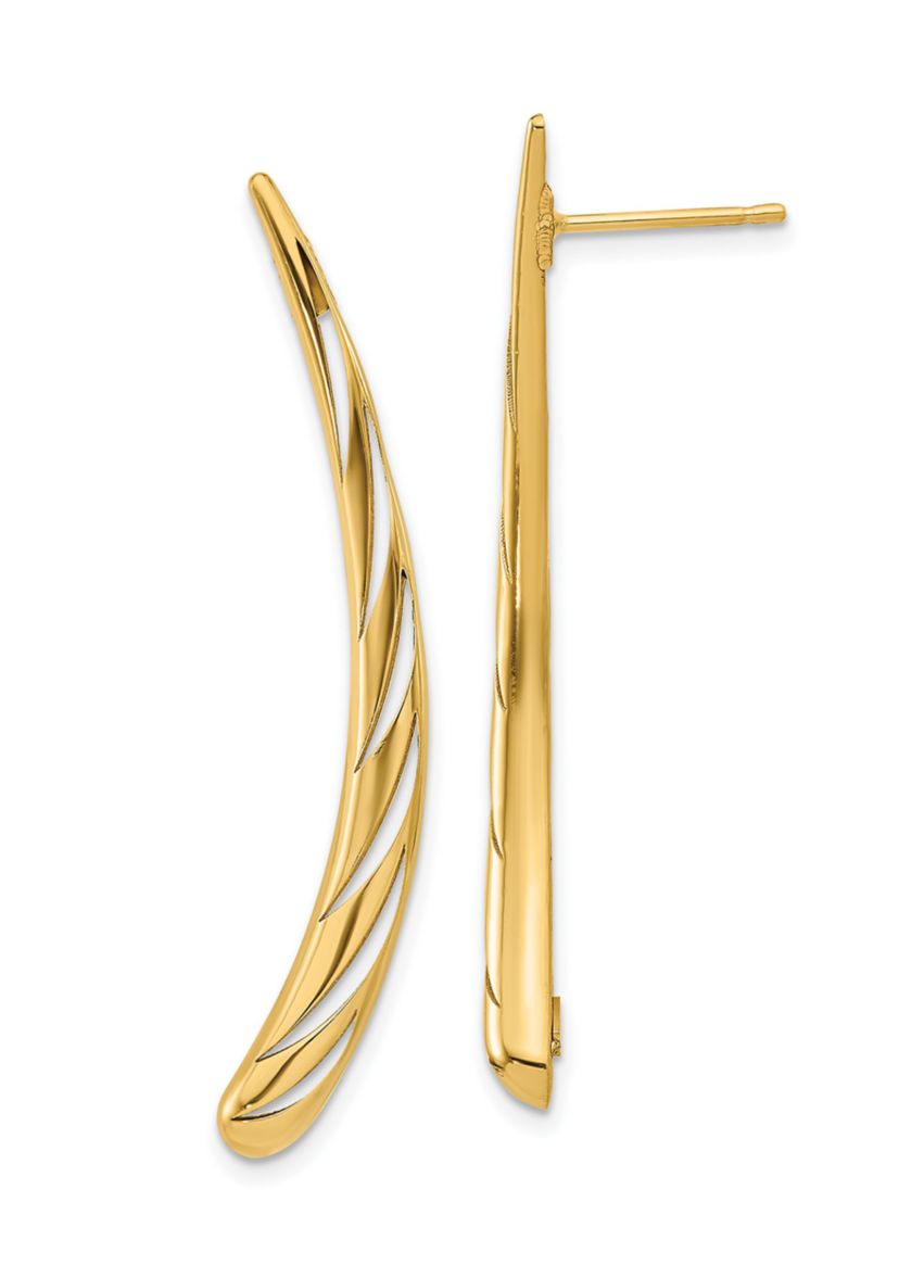 14K Yellow Gold Polished Post Drop Earrings