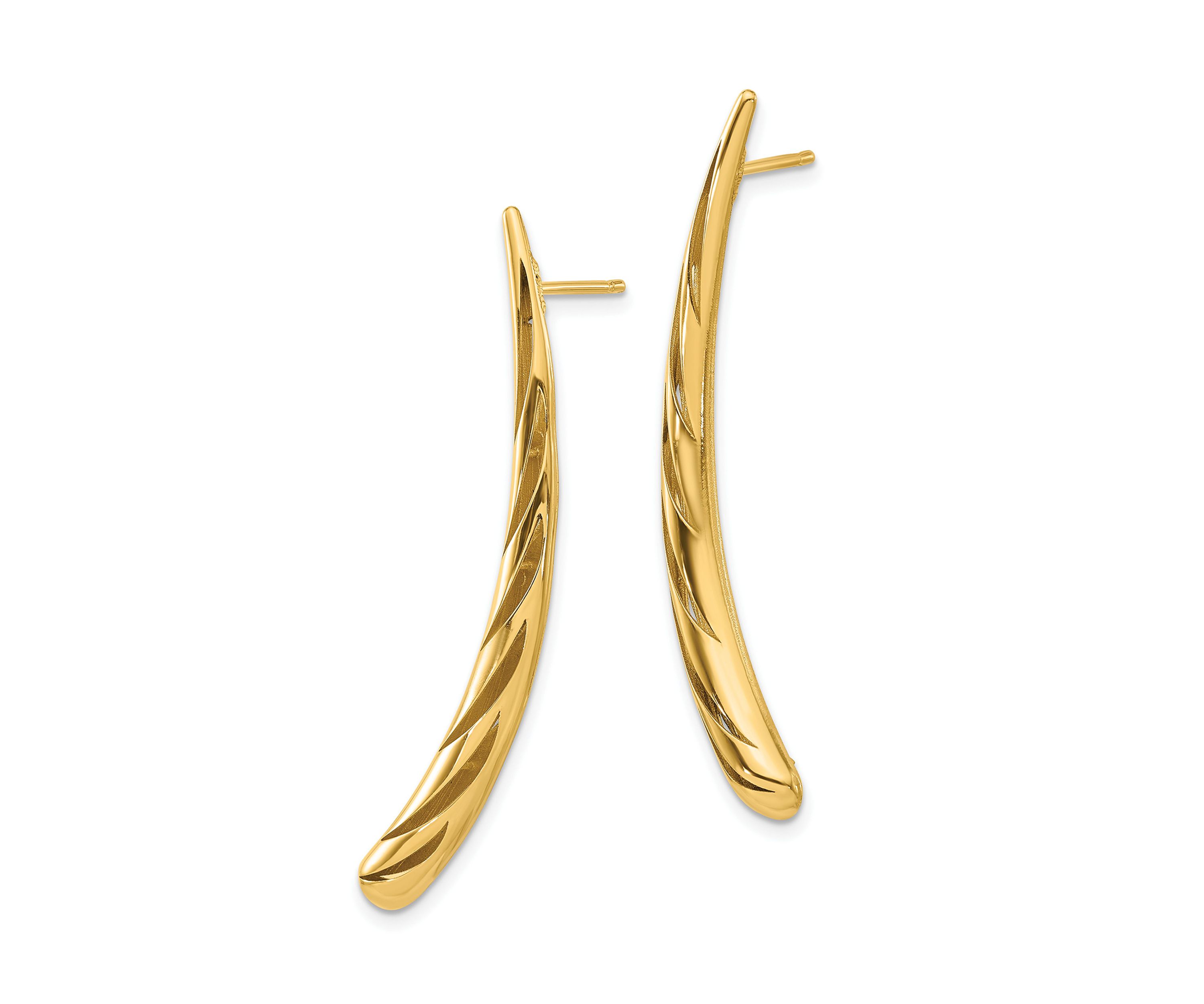 14K Yellow Gold Polished Post Drop Earrings