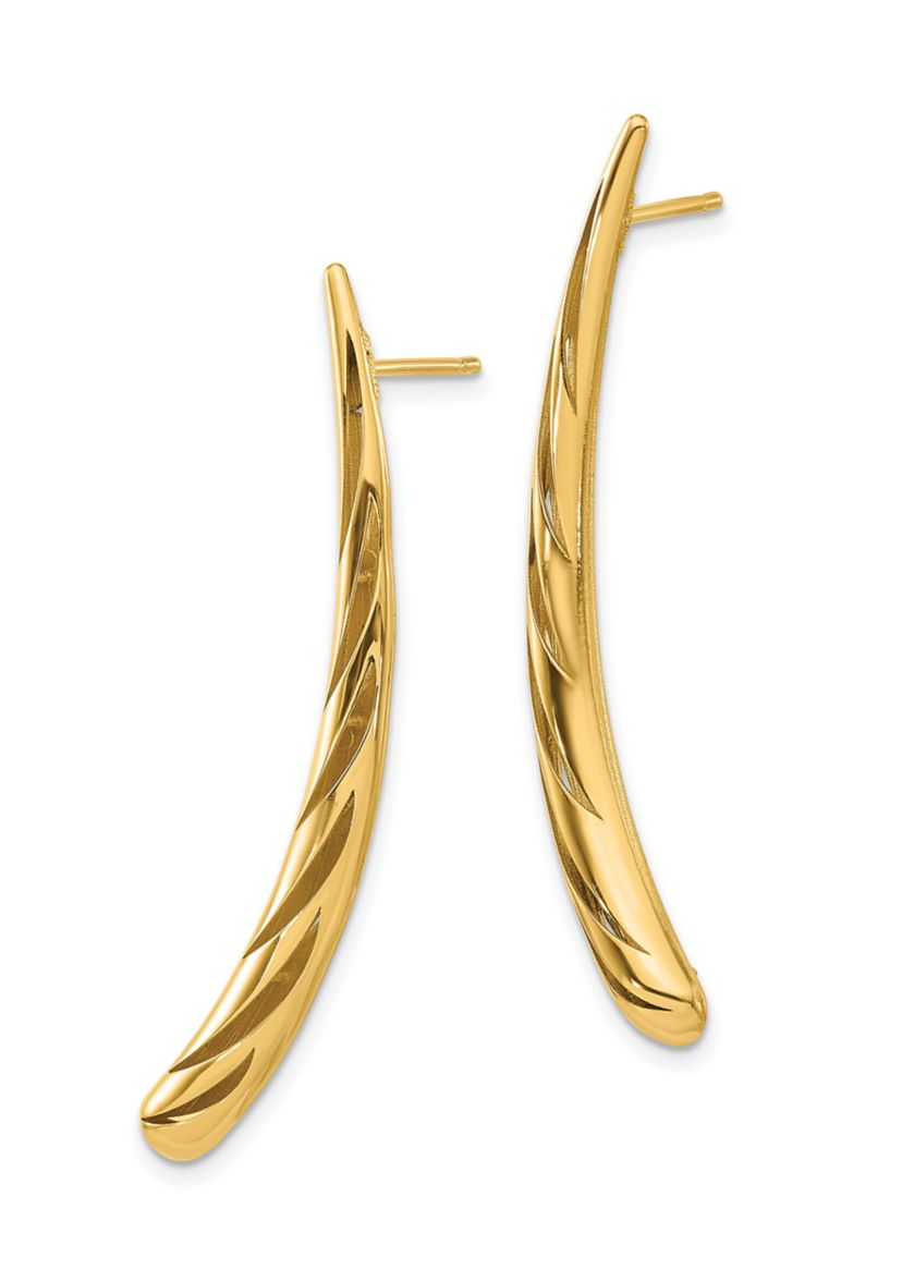 14K Yellow Gold Polished Post Drop Earrings