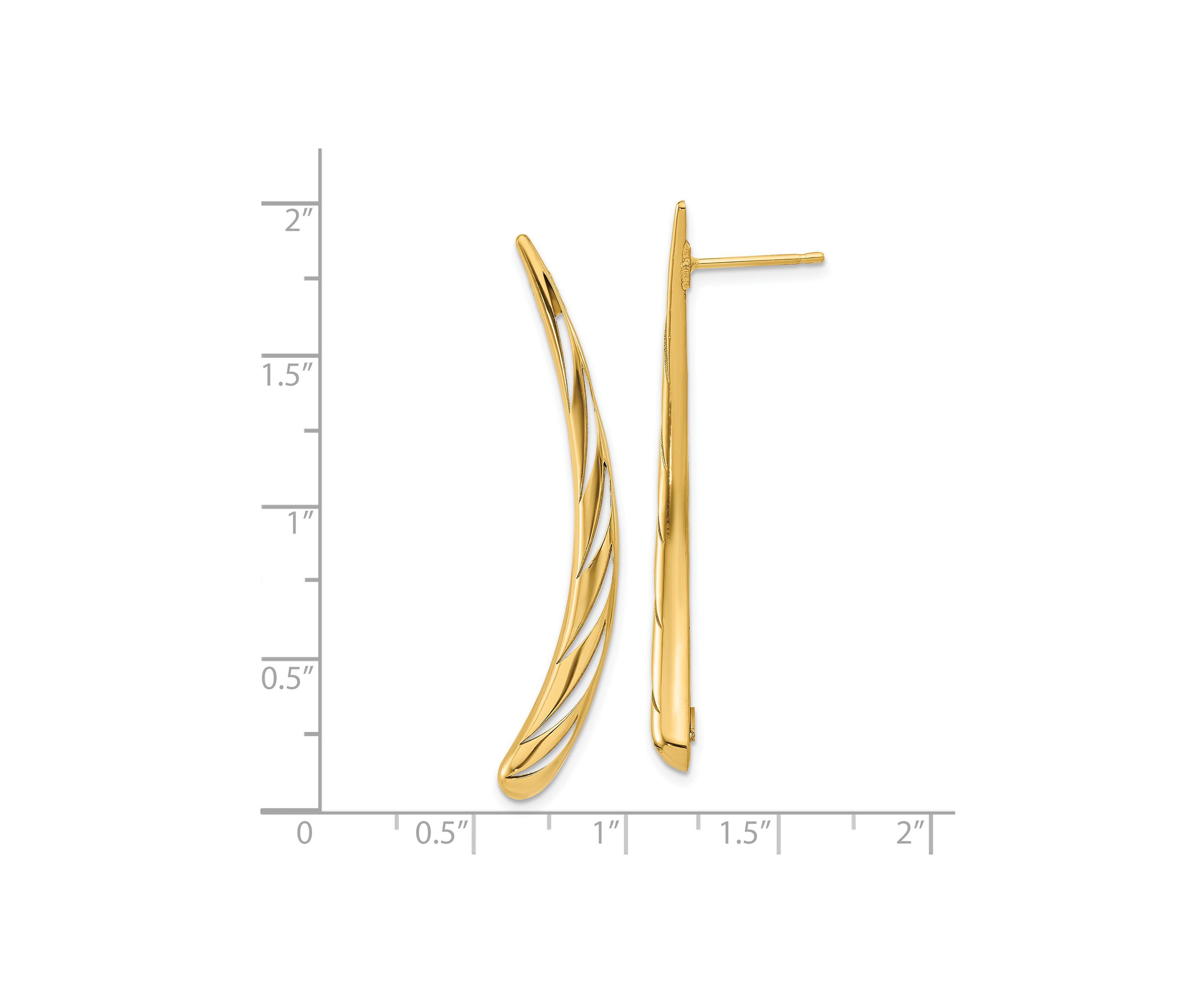 14K Yellow Gold Polished Post Drop Earrings