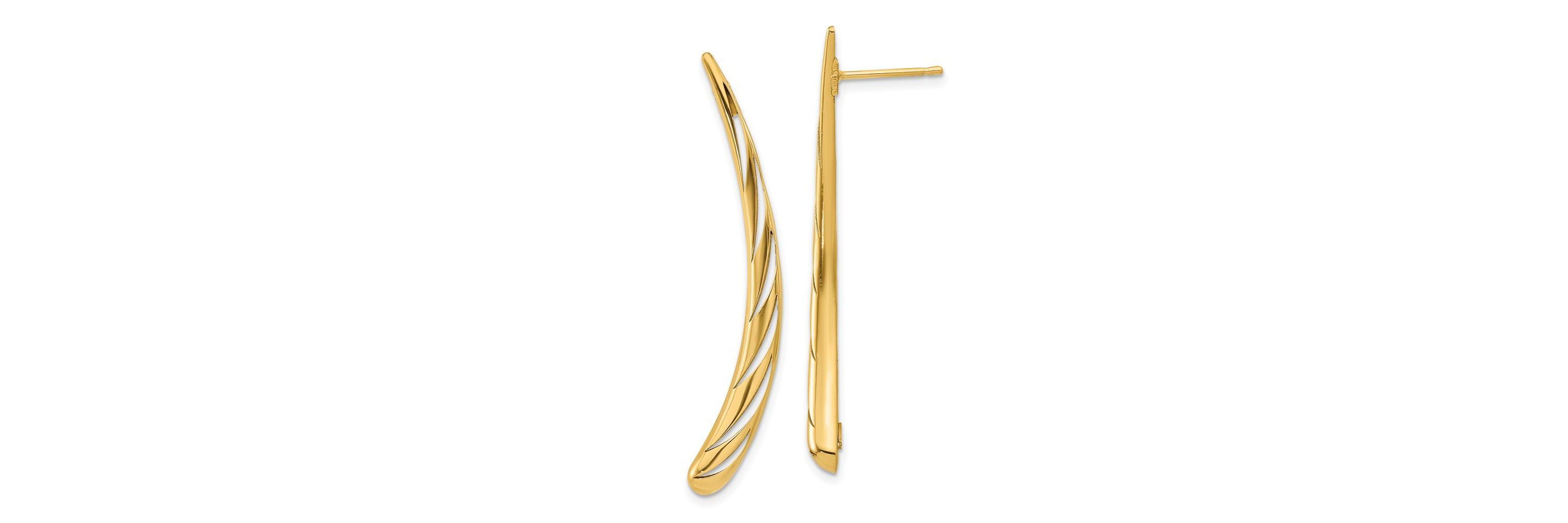 14K Yellow Gold Polished Post Drop Earrings