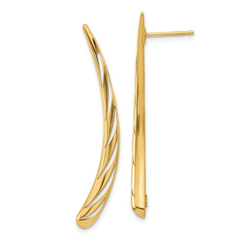 14K Yellow Gold Polished Post Drop Earrings