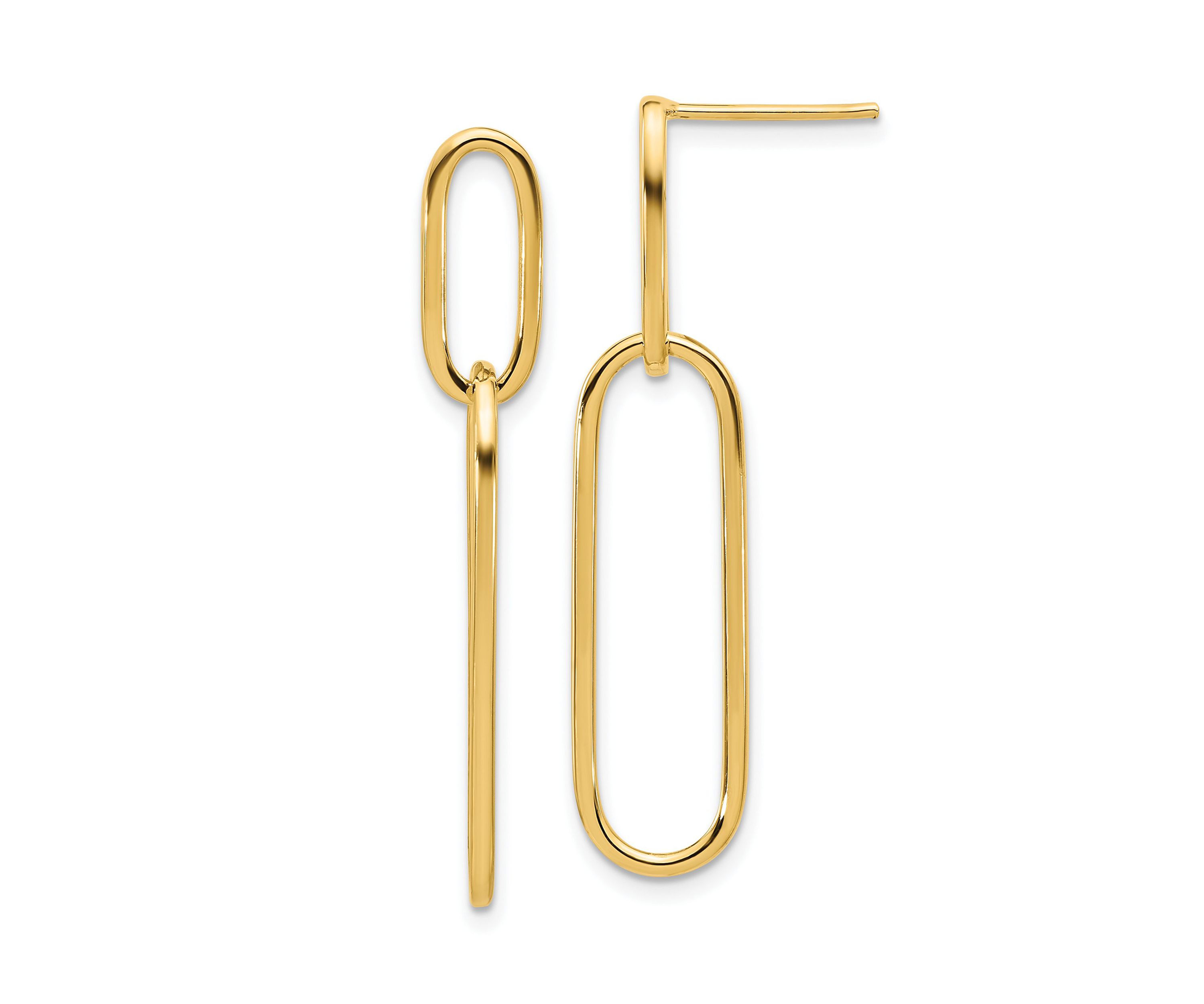 14K Yellow Gold Polished Post Drop Earrings