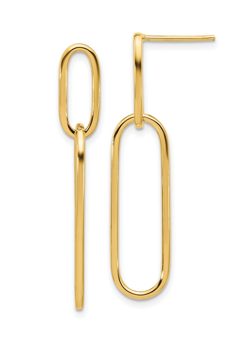 14K Yellow Gold Polished Post Drop Earrings