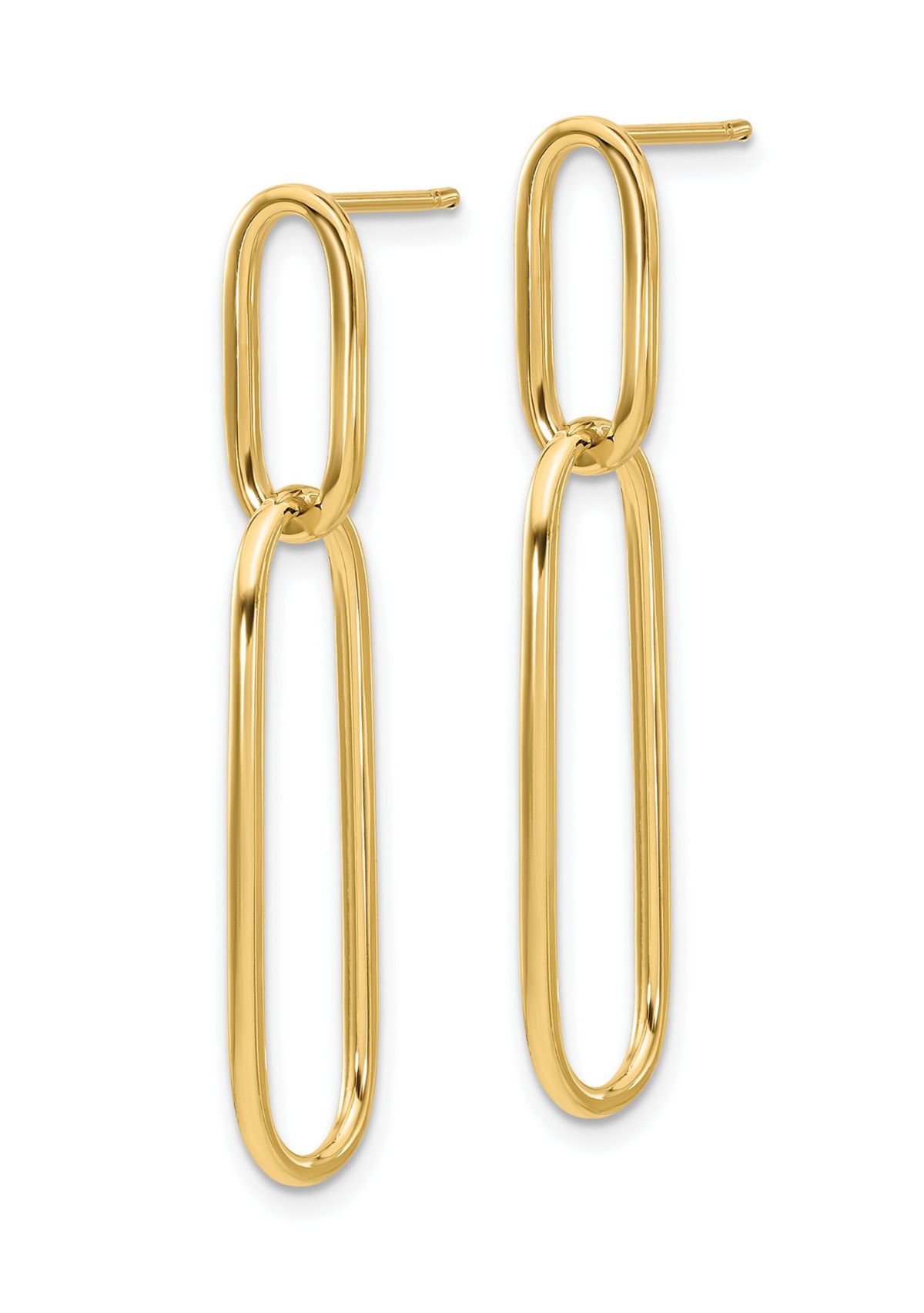 14K Yellow Gold Polished Post Drop Earrings