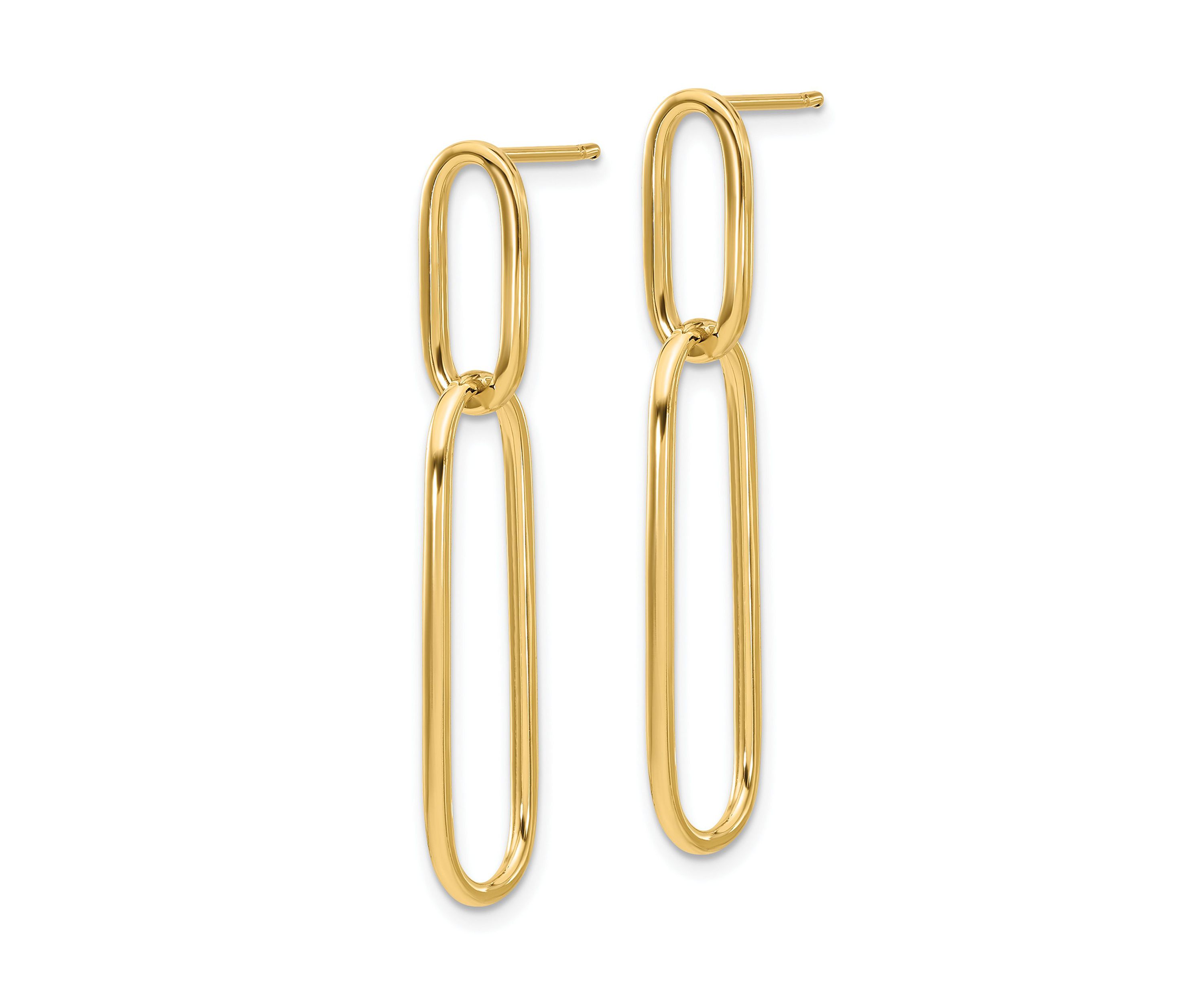 14K Yellow Gold Polished Post Drop Earrings