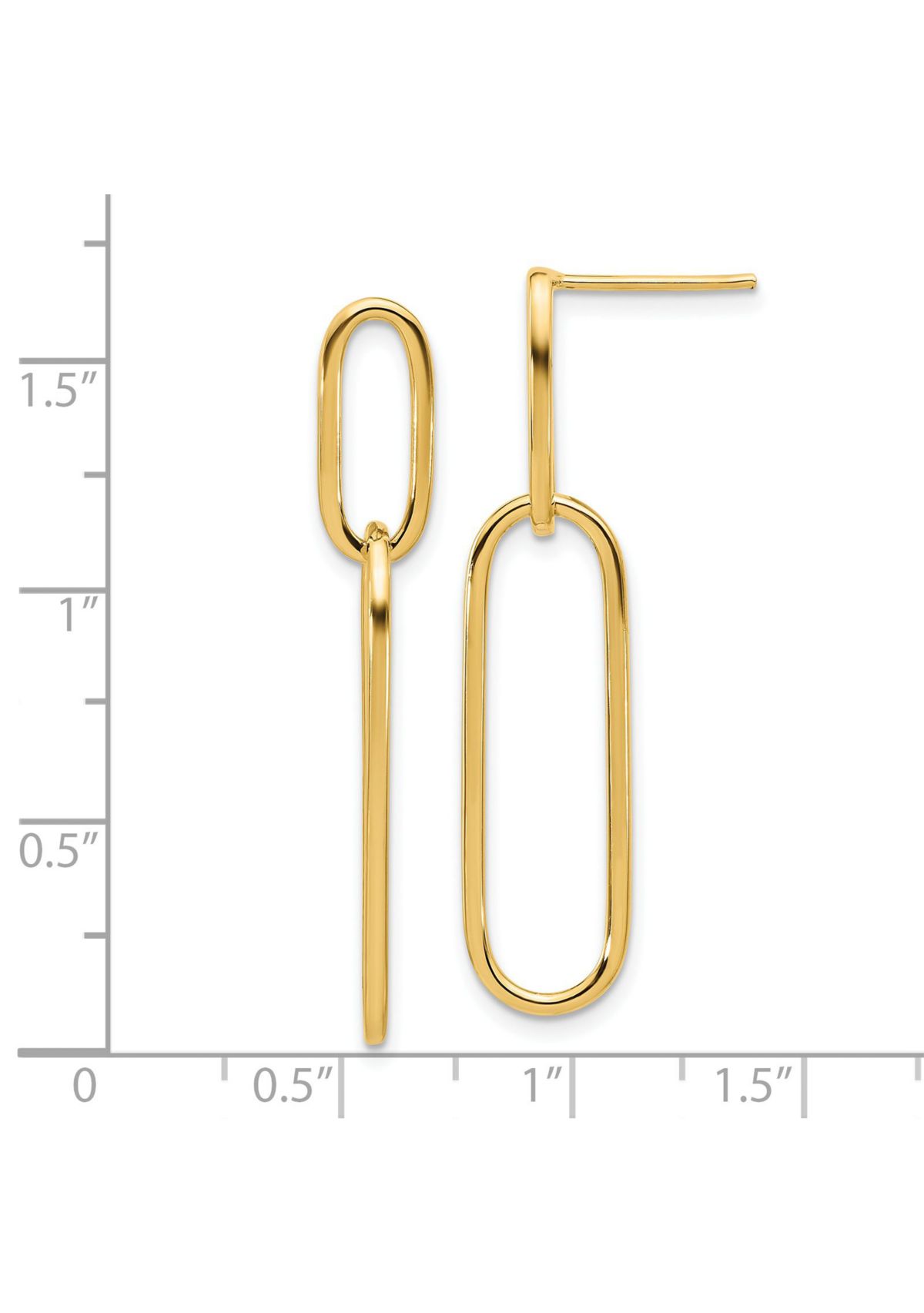 14K Yellow Gold Polished Post Drop Earrings