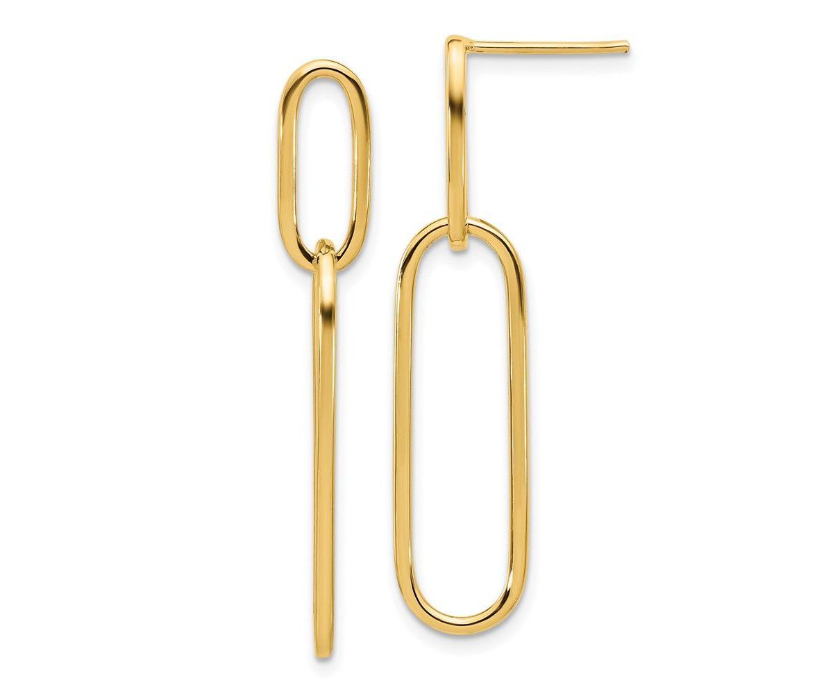14K Yellow Gold Polished Post Drop Earrings