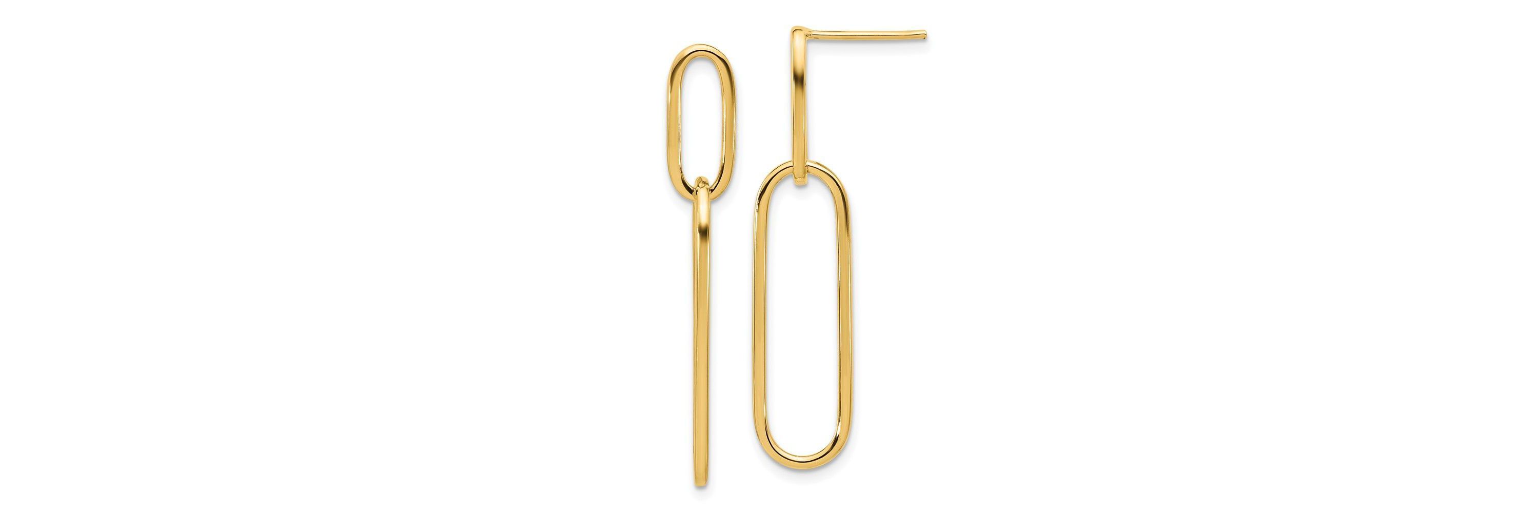 14K Yellow Gold Polished Post Drop Earrings