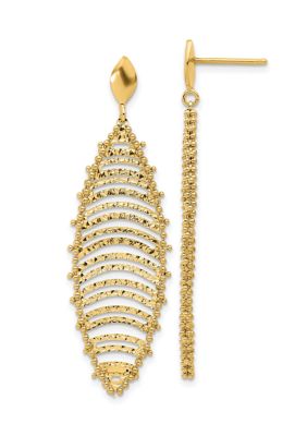 Belk & Co 14K Yellow Gold Polished and Textured Post Dangle Earrings