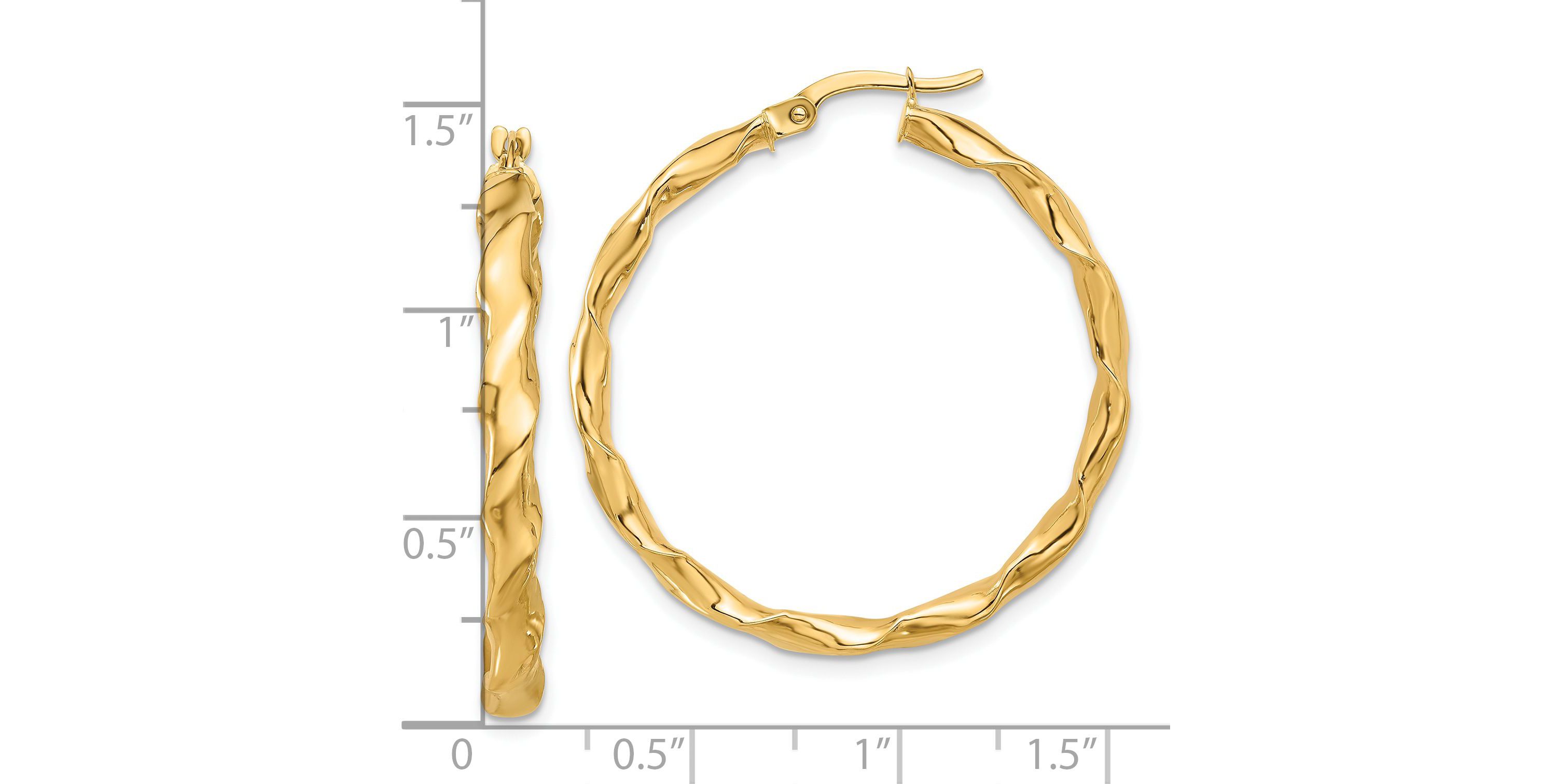 14K Yellow Gold Polished Twisted Hoop Earrings