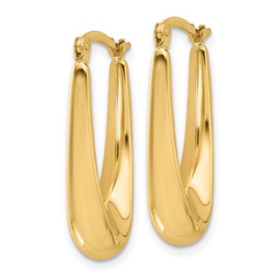 14K Yellow Gold Polished Hoop Earrings